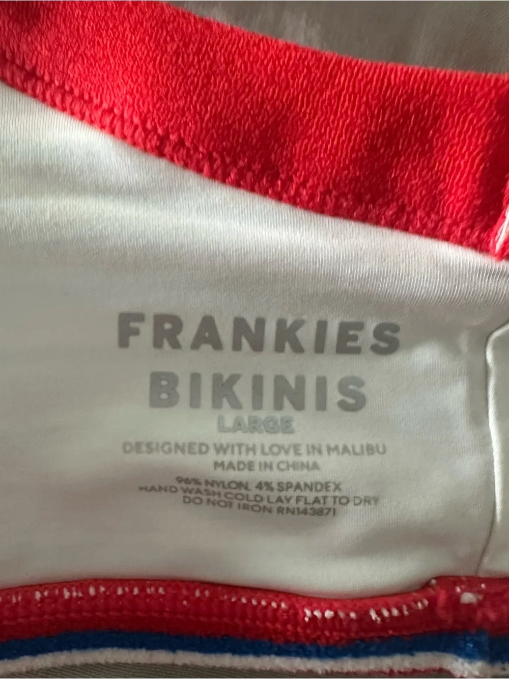 Frankies Bikinis Top American Summer Large Terry NWOT